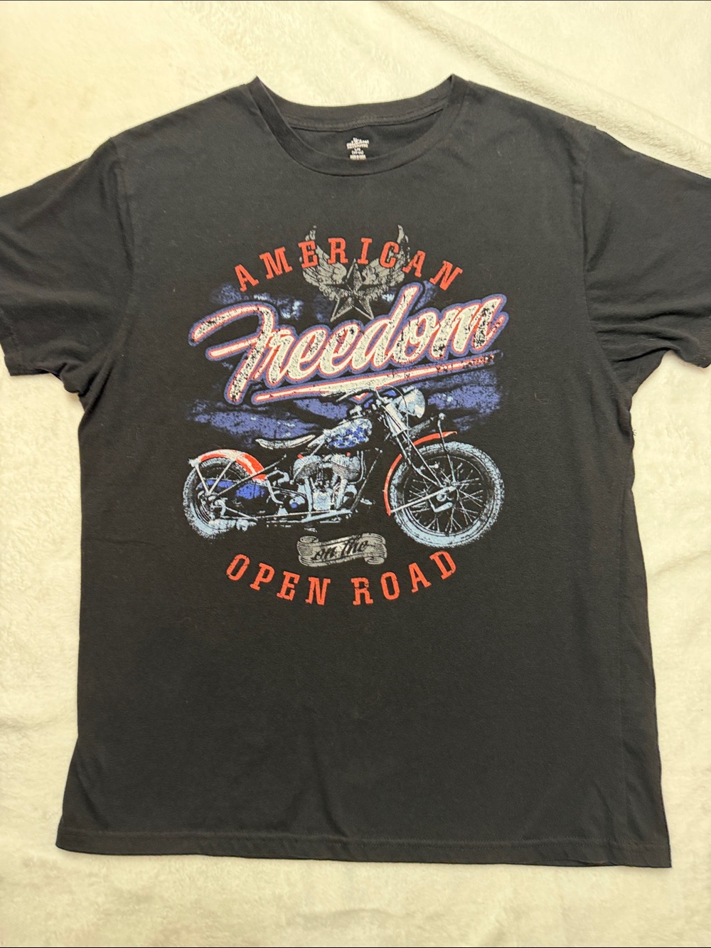 Men's Black 'Freedom' Motorcycle Graphic Short Sleeve Tee